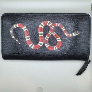 Gucci Discontinued Long Kingsnake Zippy Wallet